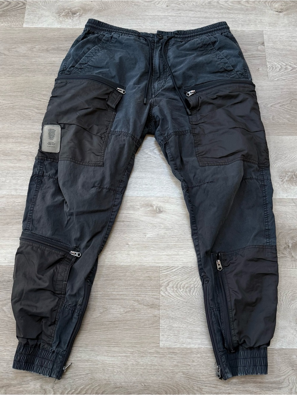 G-Star Raw Cargo Zip Pants Mens 34x28 Faded Black 3D PM Cuffed Trainer Utility